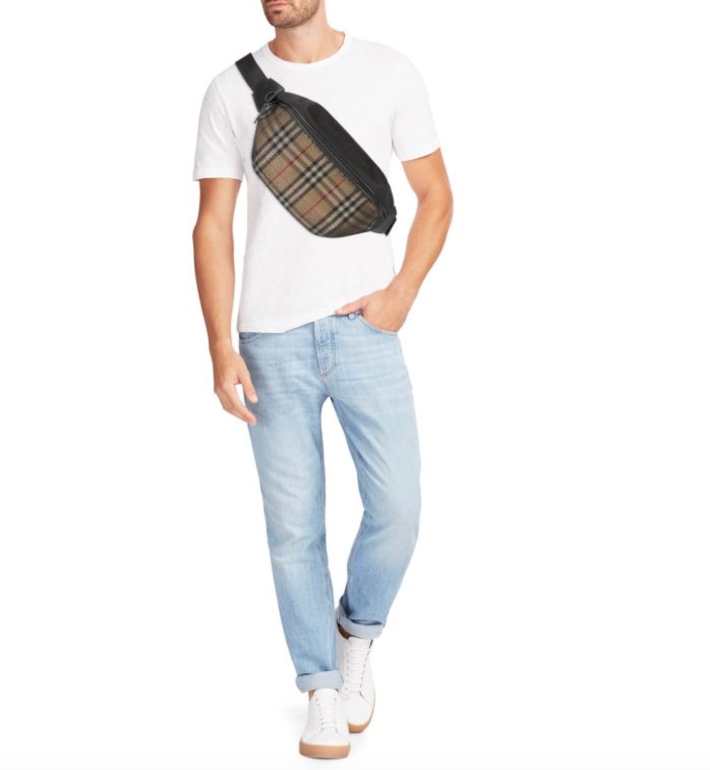BURBERRY SONNY MESH HOUSE CHECK BELT BAG