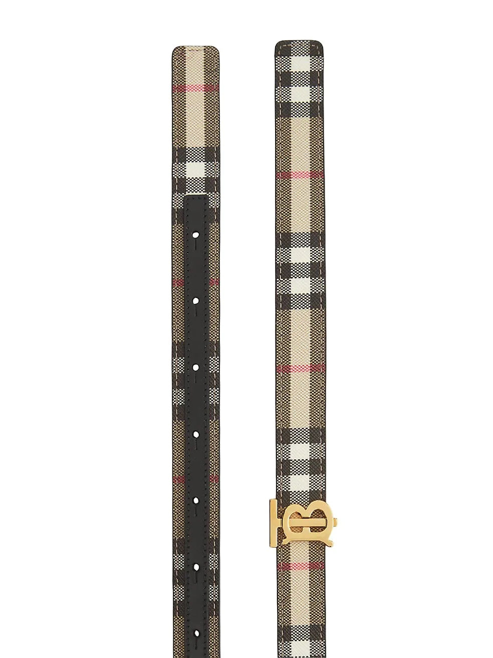 BURBERRY TB REVERSIBLE CHECK & LEATHER BELT
