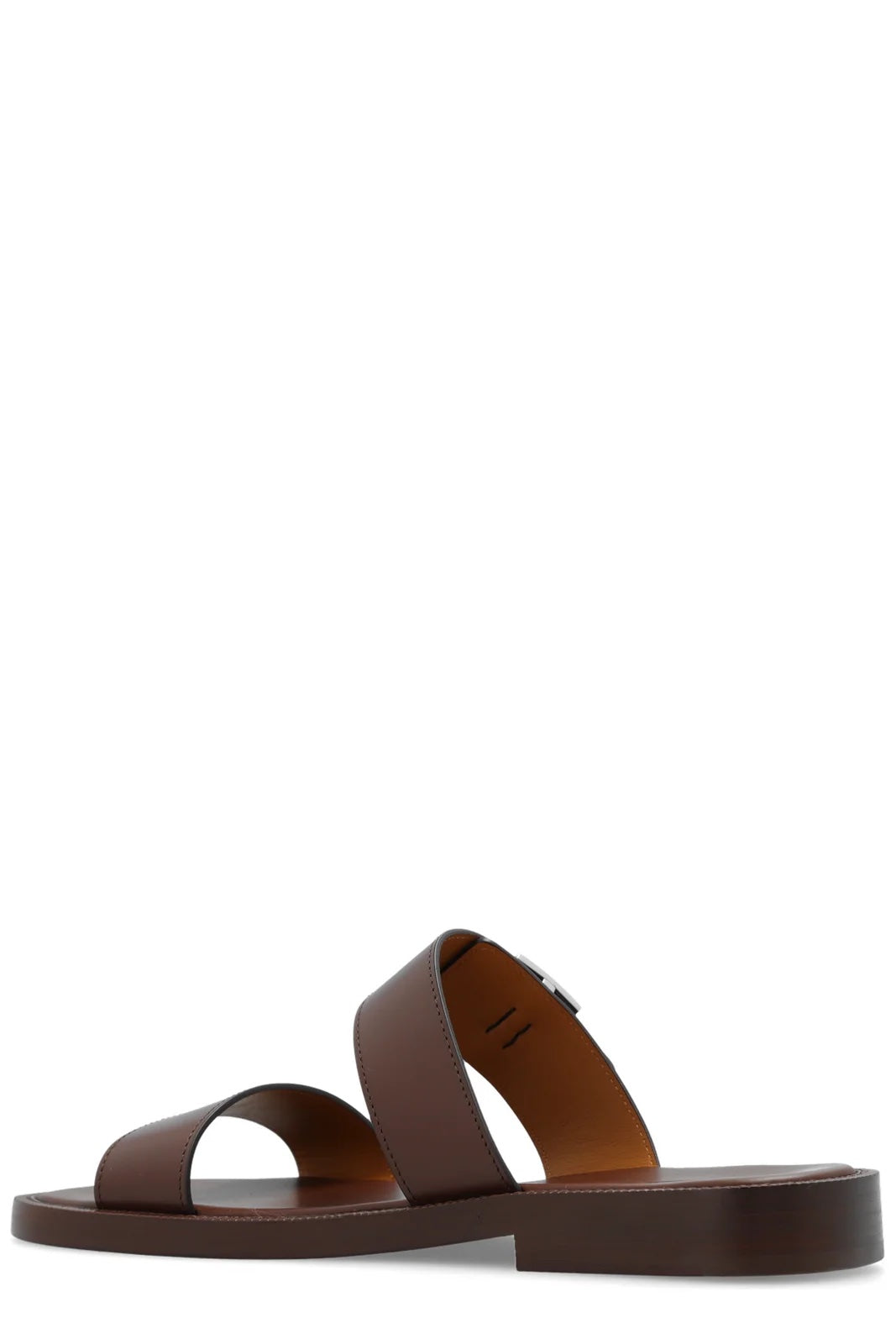 BURBERRY TONO TB LOGO PLAQUE LEATHER SLIDE SANDALS