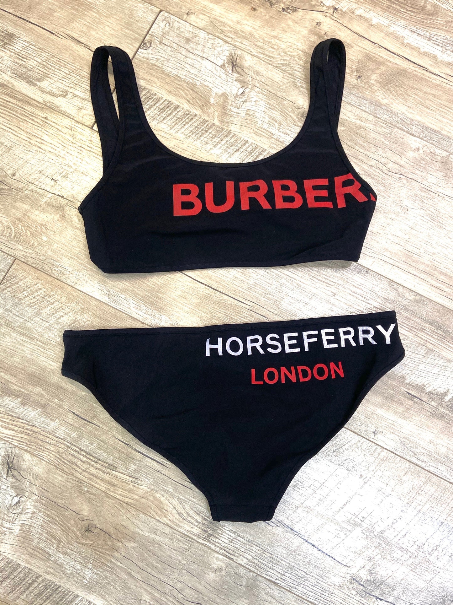 BURBERRY BLACK TWO-PIECE SWIMSUIT