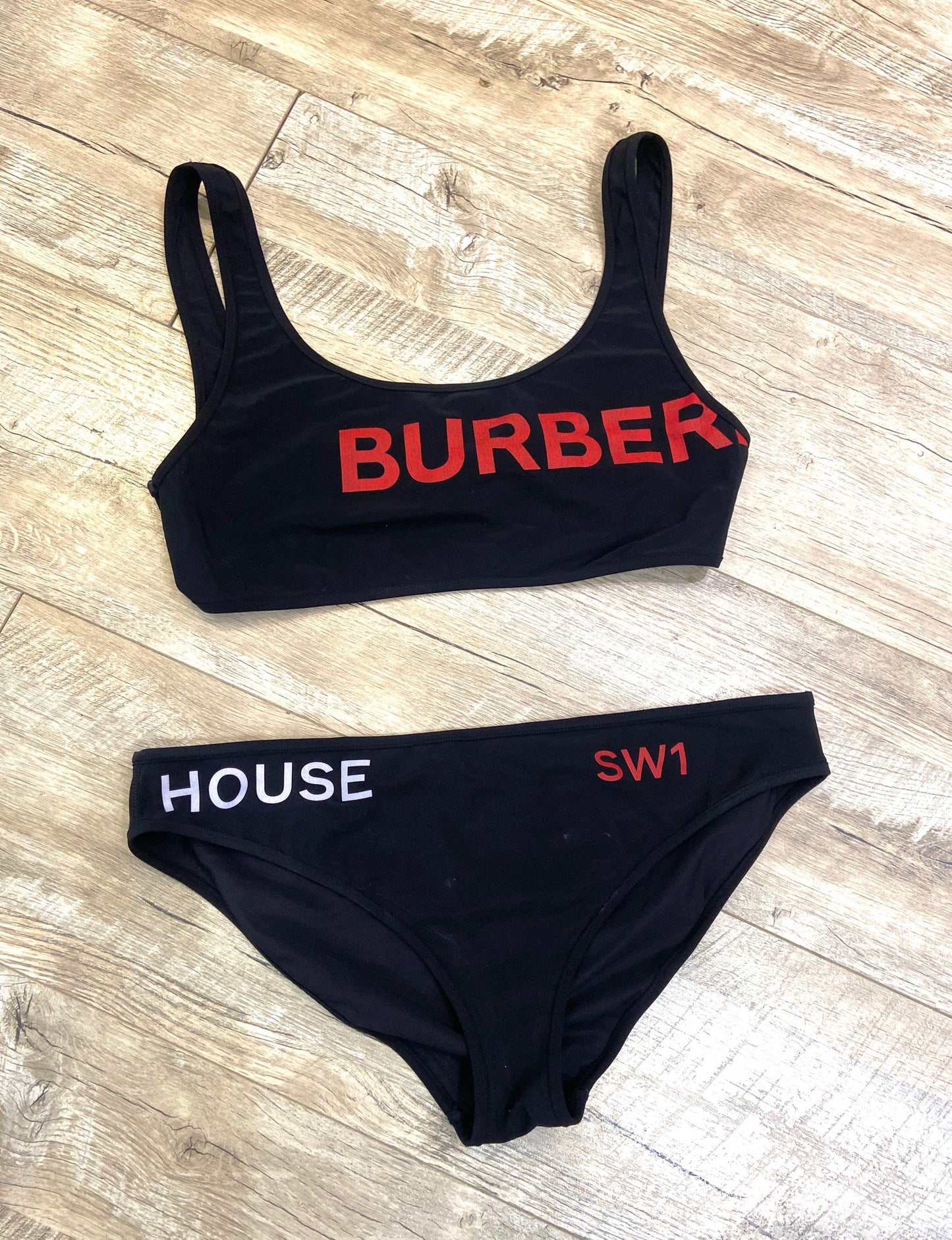 BURBERRY BLACK TWO-PIECE SWIMSUIT