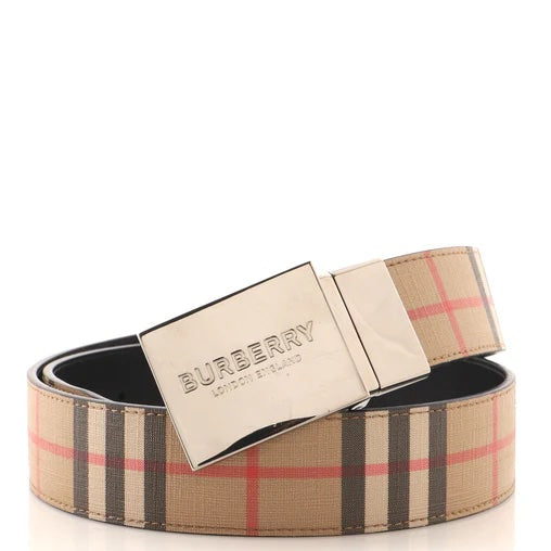 BURBERRY VINTAGE CHECK LEATHER BELT