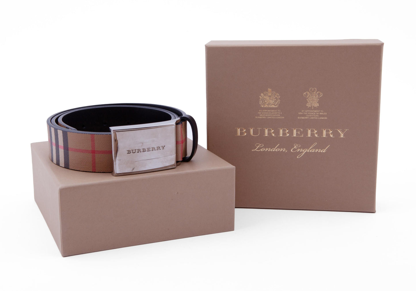 BURBERRY VINTAGE CHECK LEATHER BELT