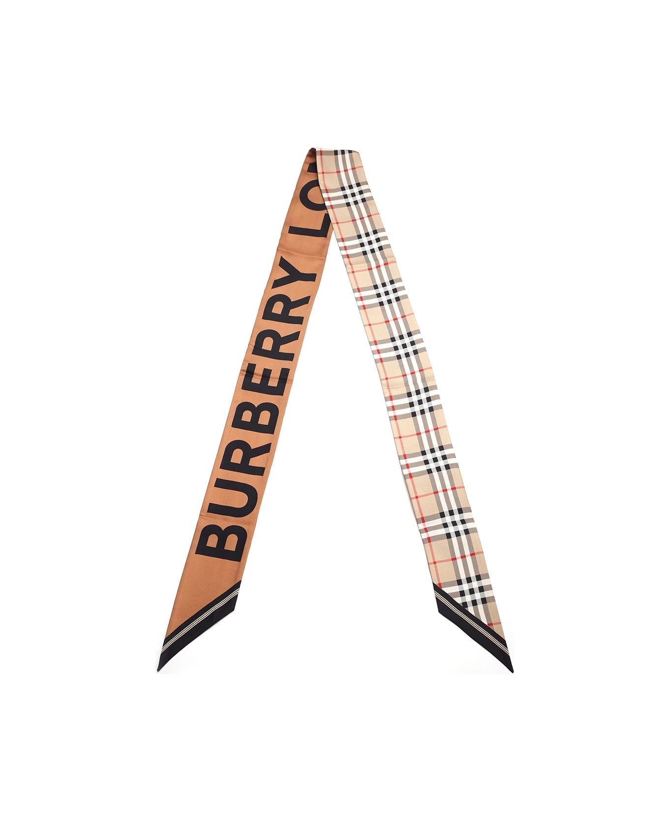 BURBERRY VINTAGE CHECK LOGO SILK SKINNY SCARF