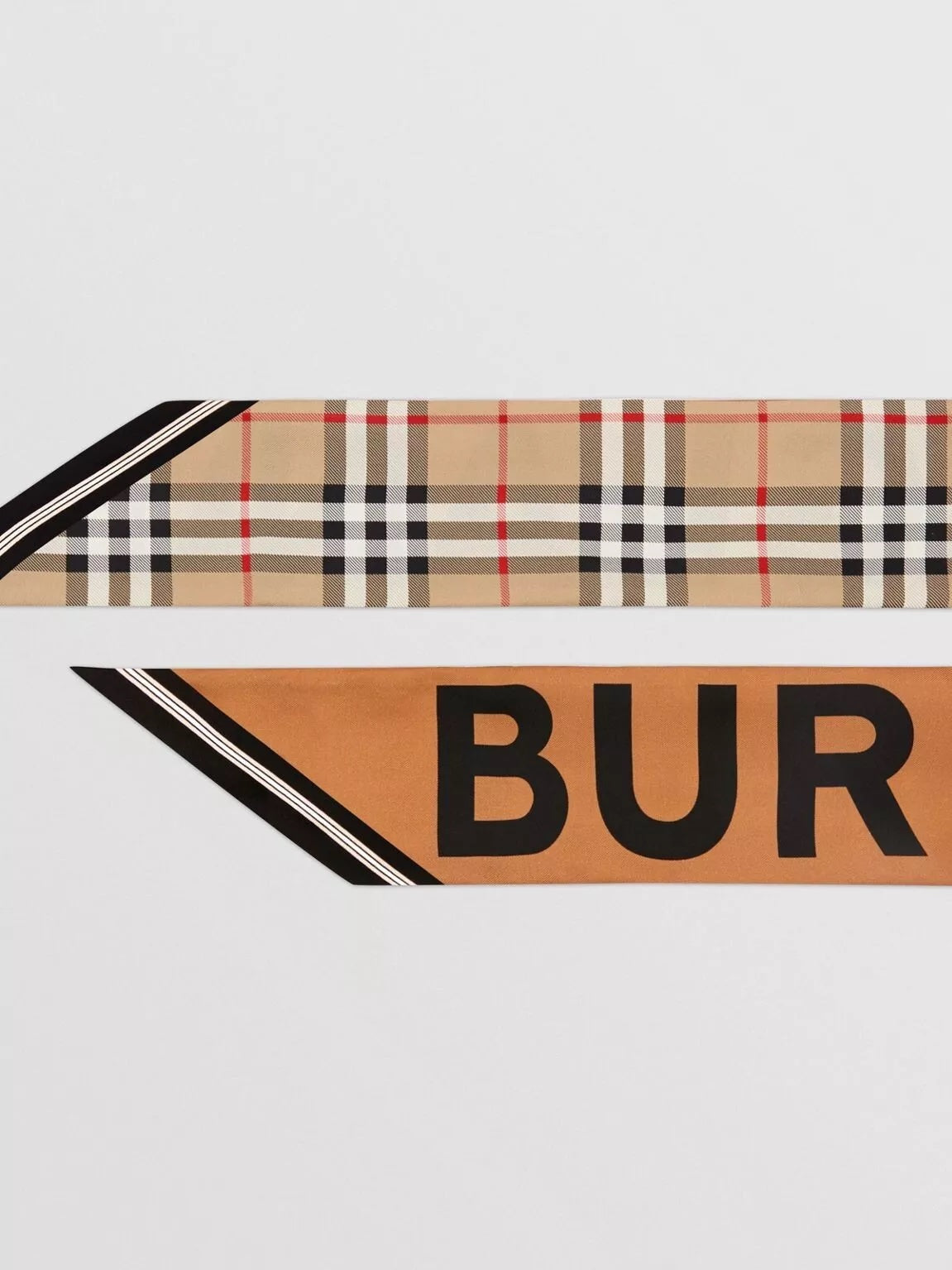 BURBERRY VINTAGE CHECK LOGO SILK SKINNY SCARF