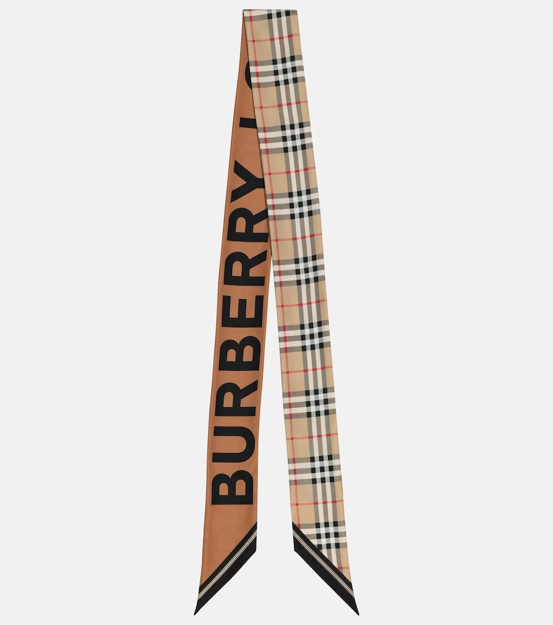 BURBERRY VINTAGE CHECK LOGO SILK SKINNY SCARF