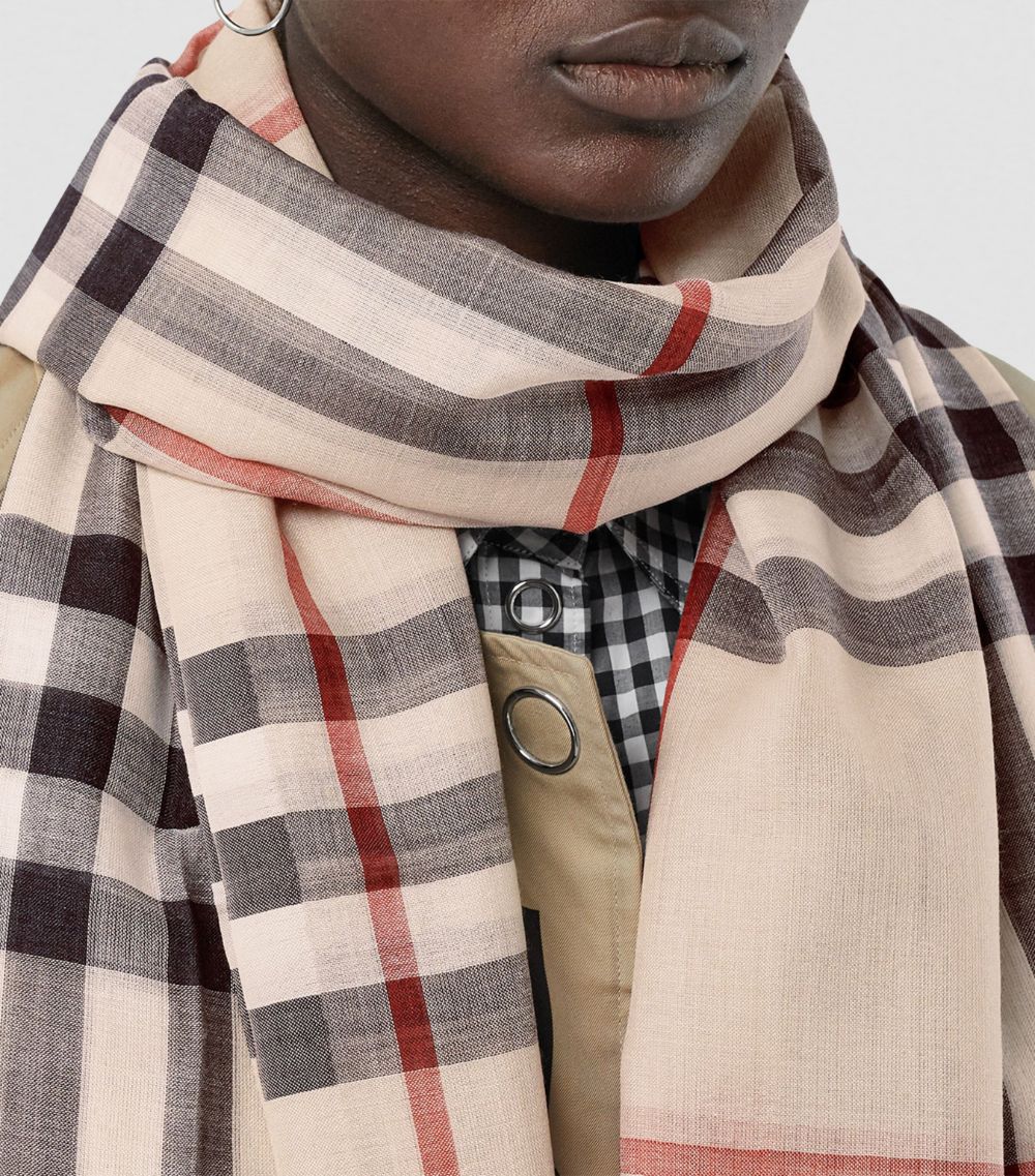 BURBERRY VINTAGE CHECK WOOL SILK BLEND SCARF