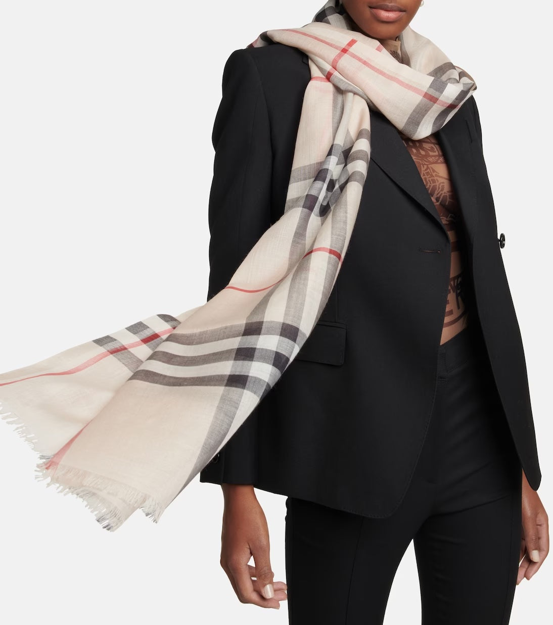 BURBERRY VINTAGE CHECK WOOL SILK BLEND SCARF