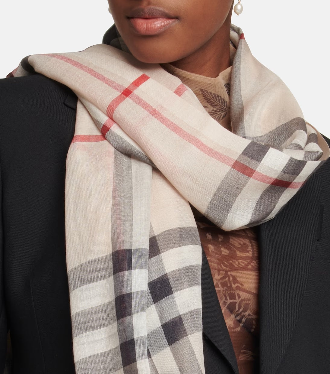 BURBERRY VINTAGE CHECK WOOL SILK BLEND SCARF