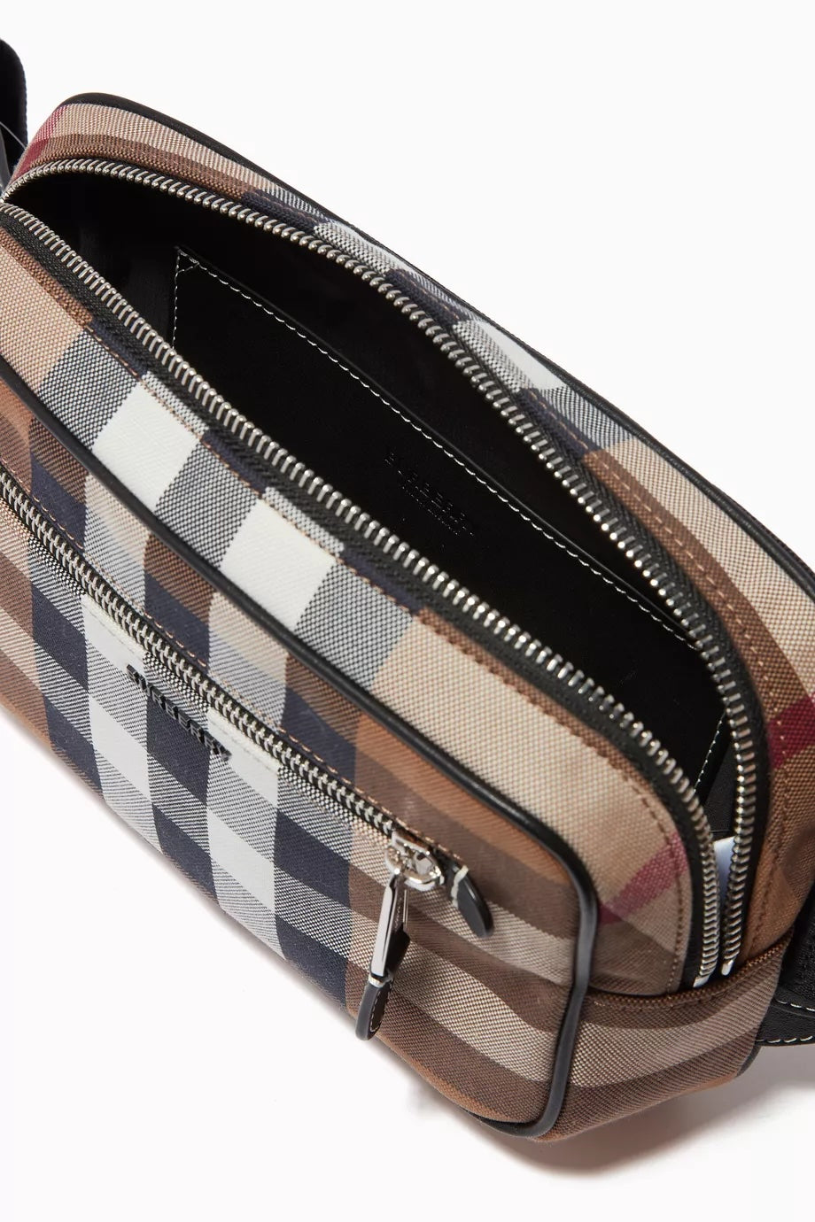 BURBERRY WEST CHECK CANVAS BELT BAG IN BIRCH BROWN