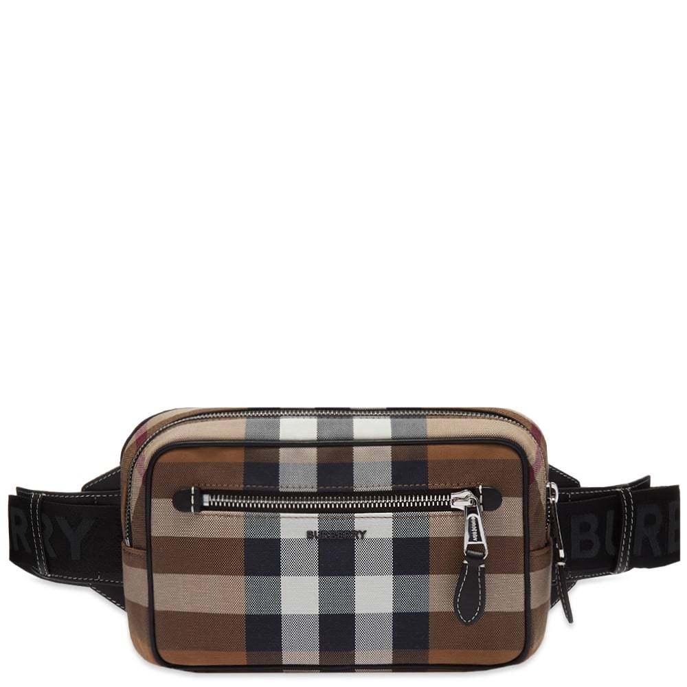 BURBERRY WEST CHECK CANVAS BELT BAG IN BIRCH BROWN