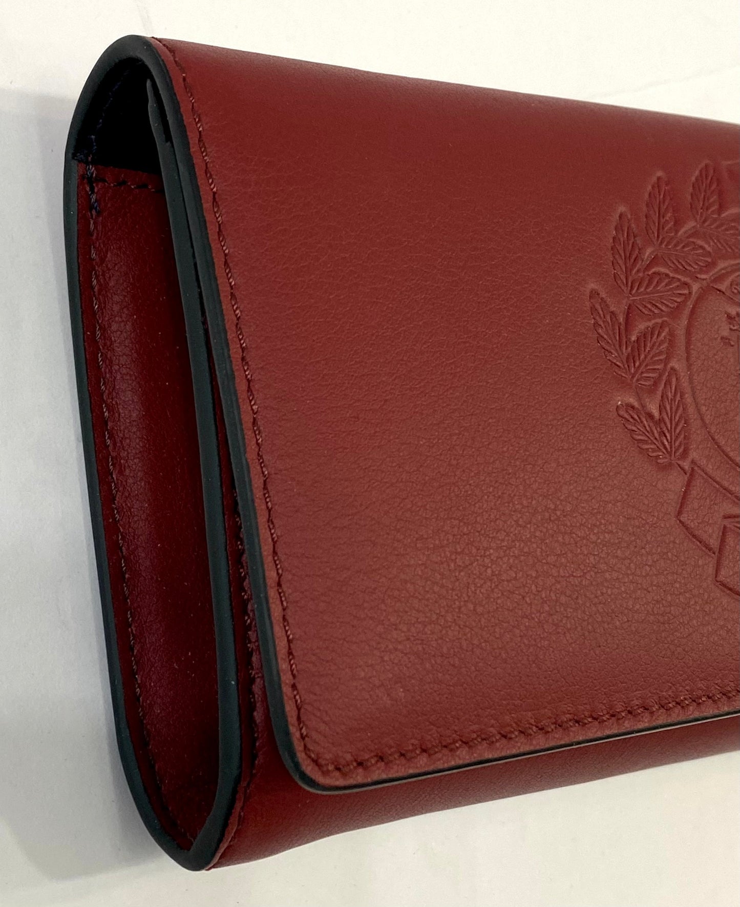 BURBERRY EQUESTRIAN KNIGHT EMBOSSED CALFSKIN LEATHER LONG WALLET