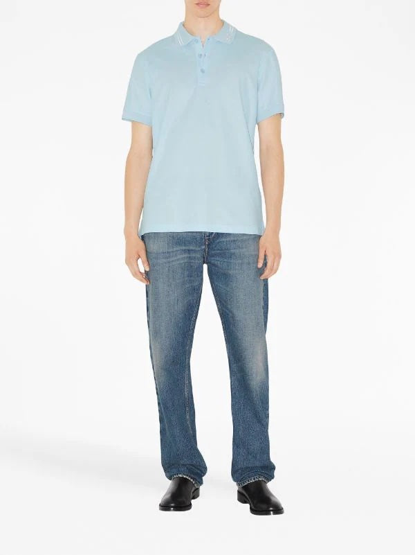 BURBERRY LOGO EMBROIDERED COLLAR POLO SHIRT