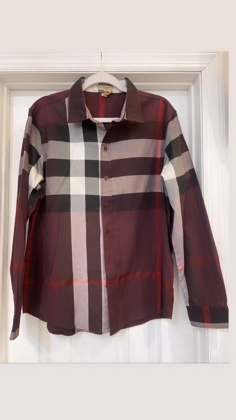 BURBERRY BRIT PLAID BUTTON DOWN SHIRT