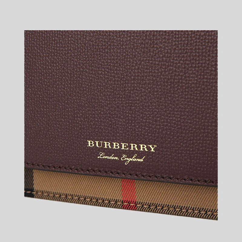BURBERRY HAMPSHIRE HOUSE CHECK MAHOGANY CROSSBODY BAG
