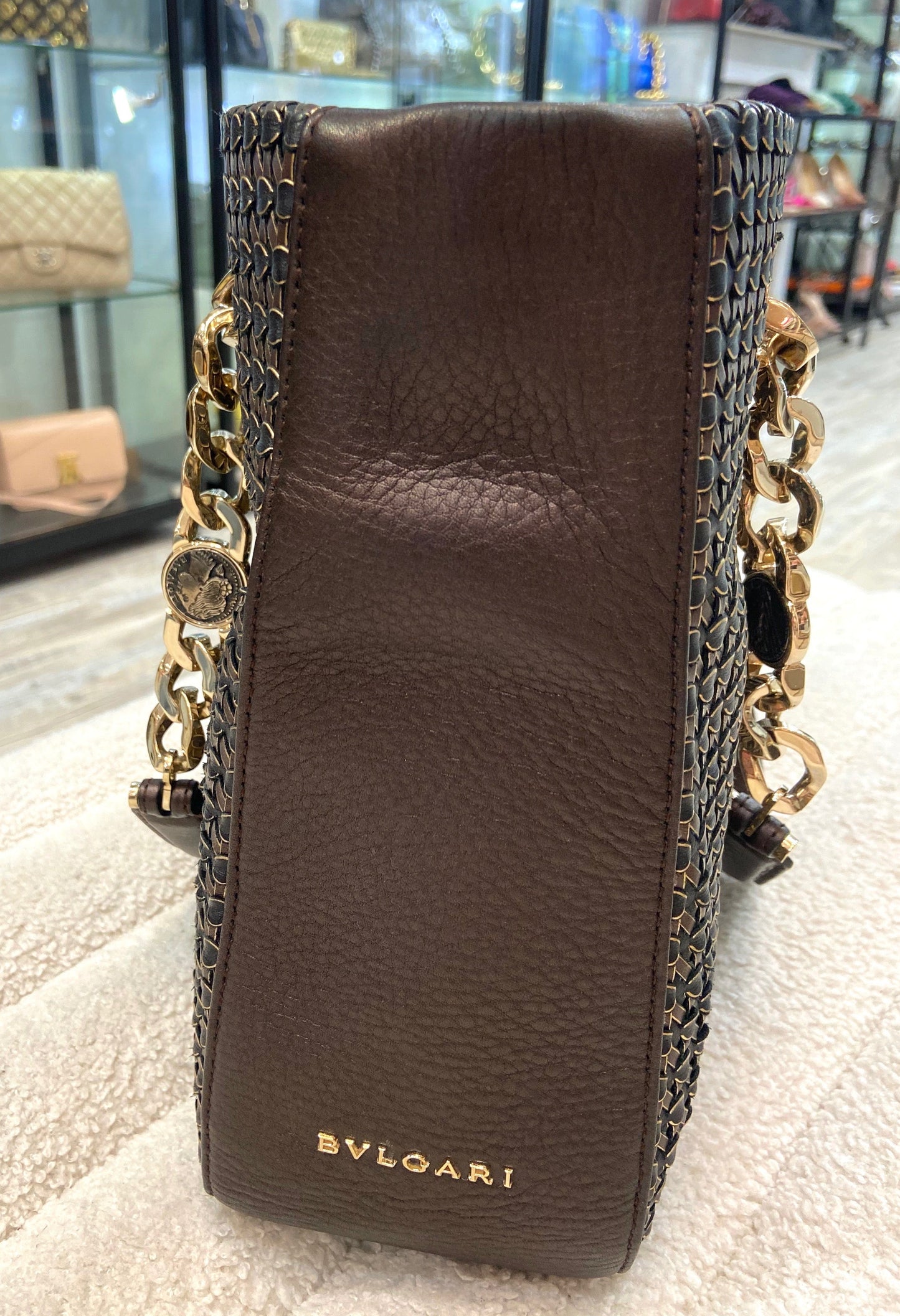 BVLGARI MONETE LEATHER TOTE BAG