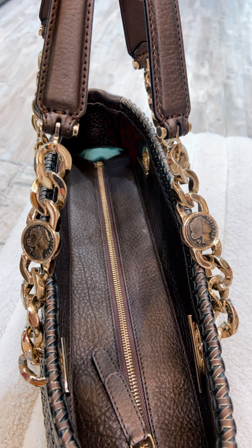 BVLGARI MONETE LEATHER TOTE BAG