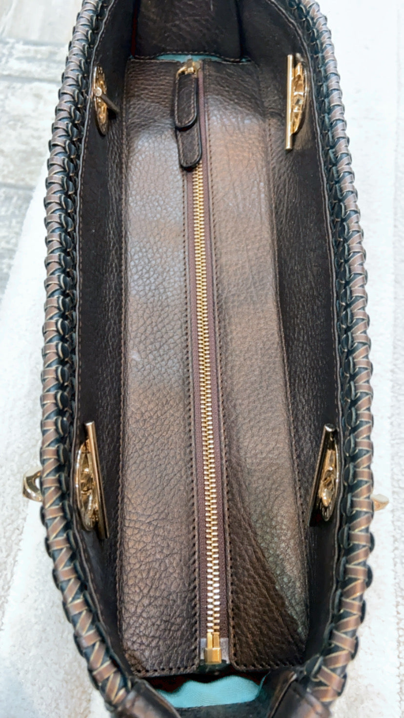 BVLGARI MONETE LEATHER TOTE BAG
