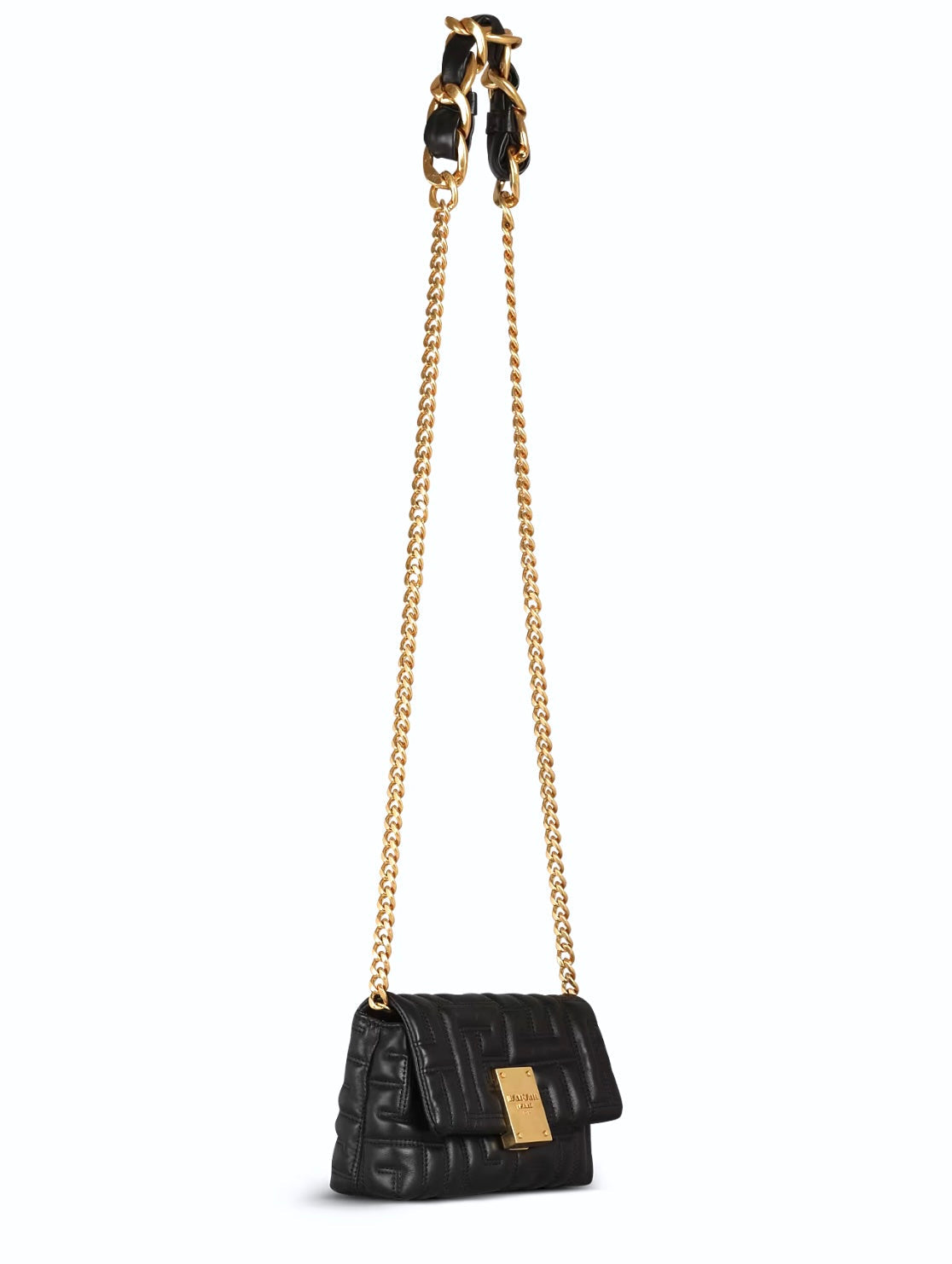 BALMAIN 1945 SOFT QUILTED LAMBSKIN LEATHER MINI SHOULDER BAG