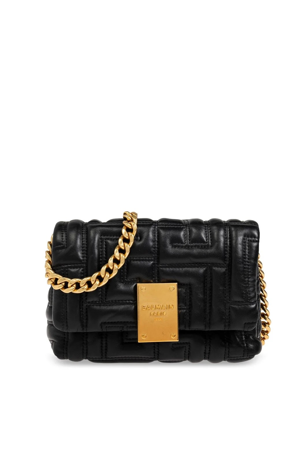 BALMAIN 1945 SOFT QUILTED LAMBSKIN LEATHER MINI SHOULDER BAG