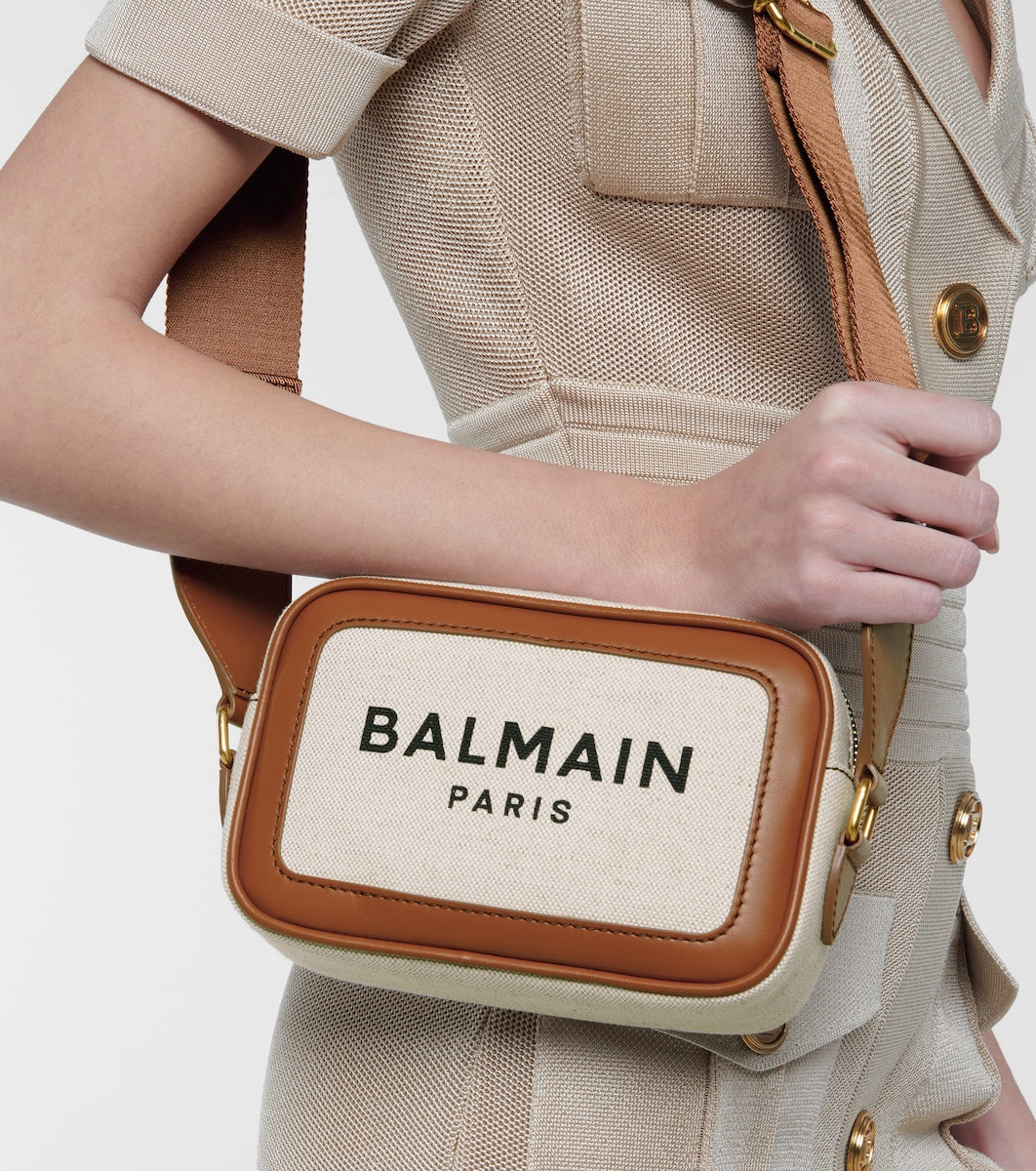 Balmain B-Army Leather-Trimmed Canvas Camera Bag