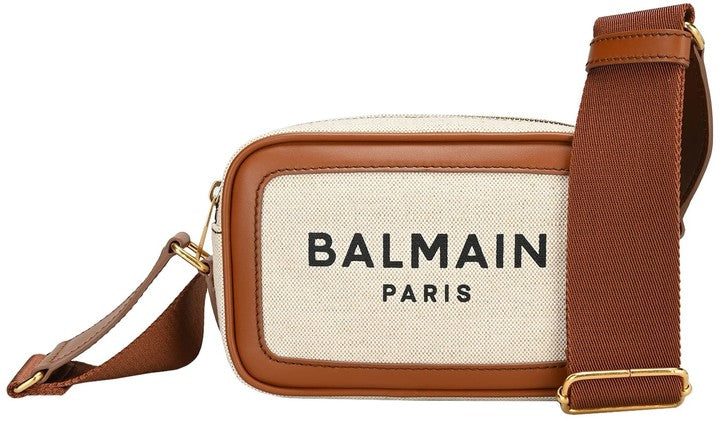 Balmain B-Army Leather-Trimmed Canvas Camera Bag