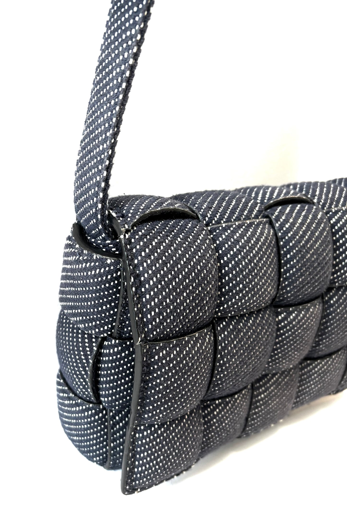 BOTTEGA VENETA DENIM INTRECCIATO PADDED CASSETTE BAG