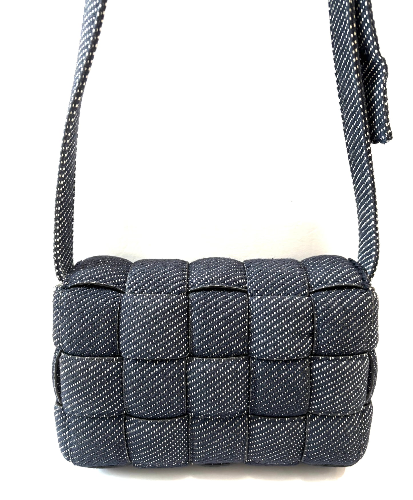 BOTTEGA VENETA DENIM INTRECCIATO PADDED CASSETTE BAG