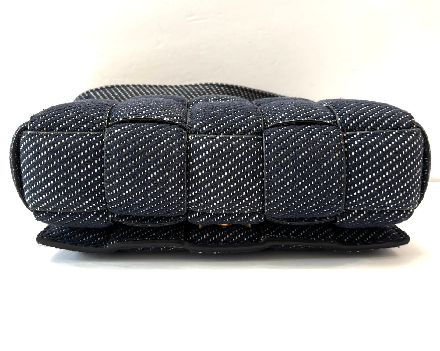 BOTTEGA VENETA DENIM INTRECCIATO PADDED CASSETTE BAG