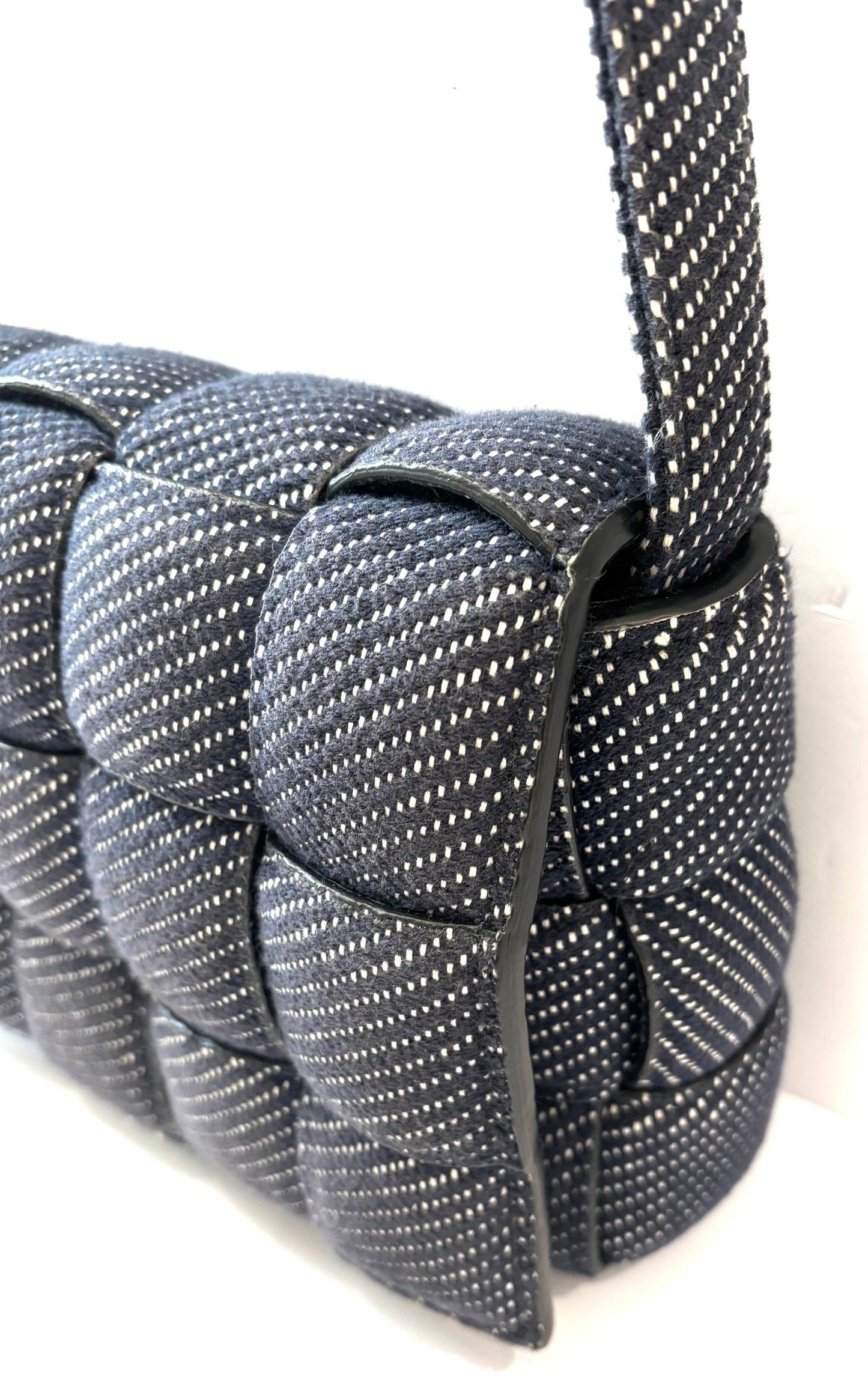 BOTTEGA VENETA DENIM INTRECCIATO PADDED CASSETTE BAG