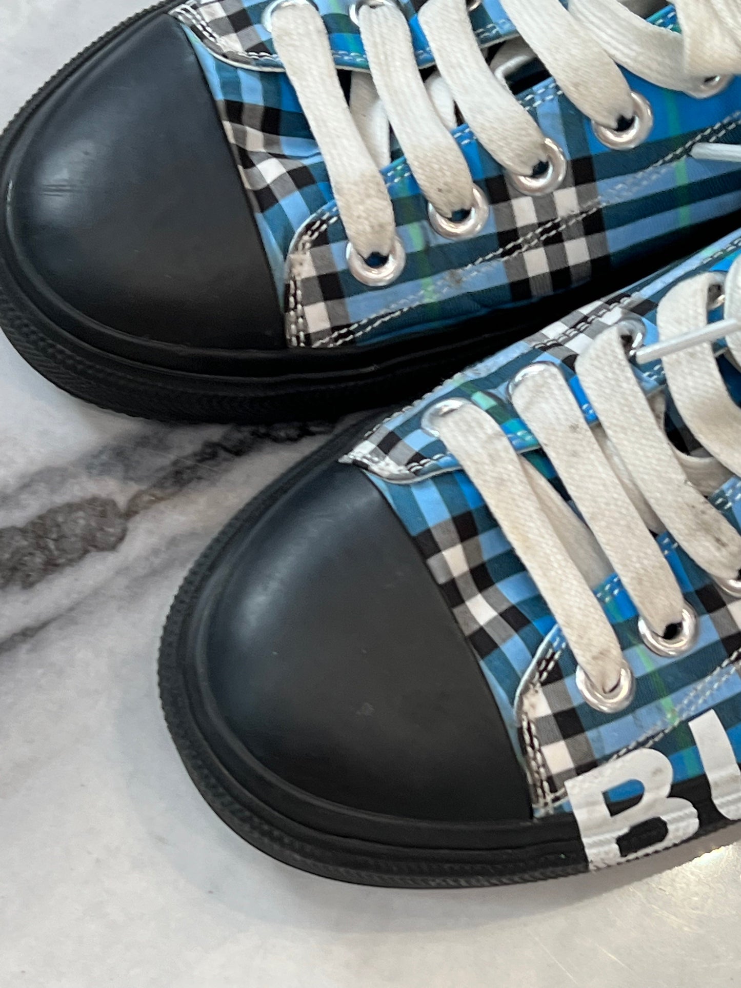 BURBERRY BLUE CHECK LARKHALL SNEAKERS