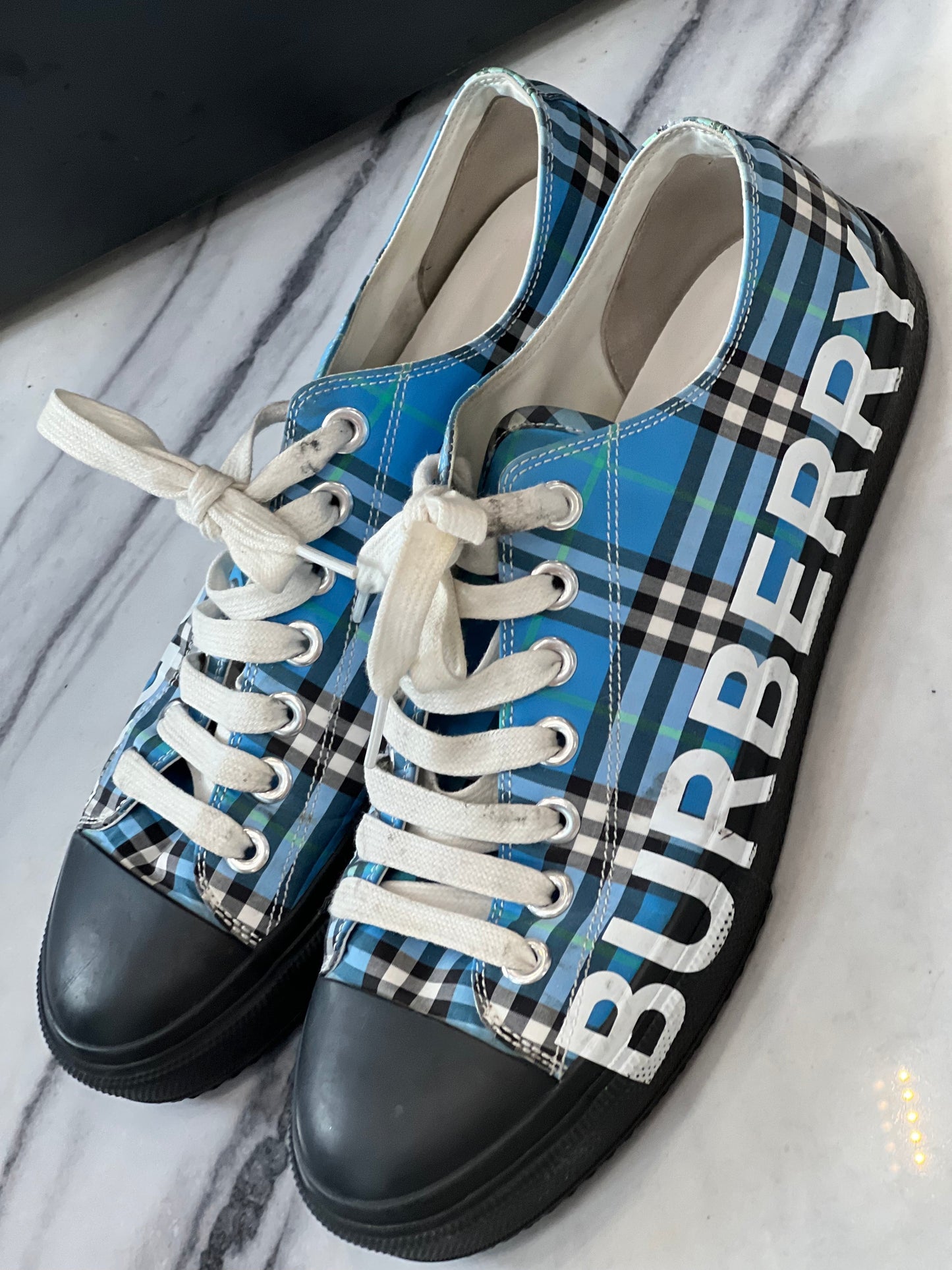 BURBERRY BLUE CHECK LARKHALL SNEAKERS