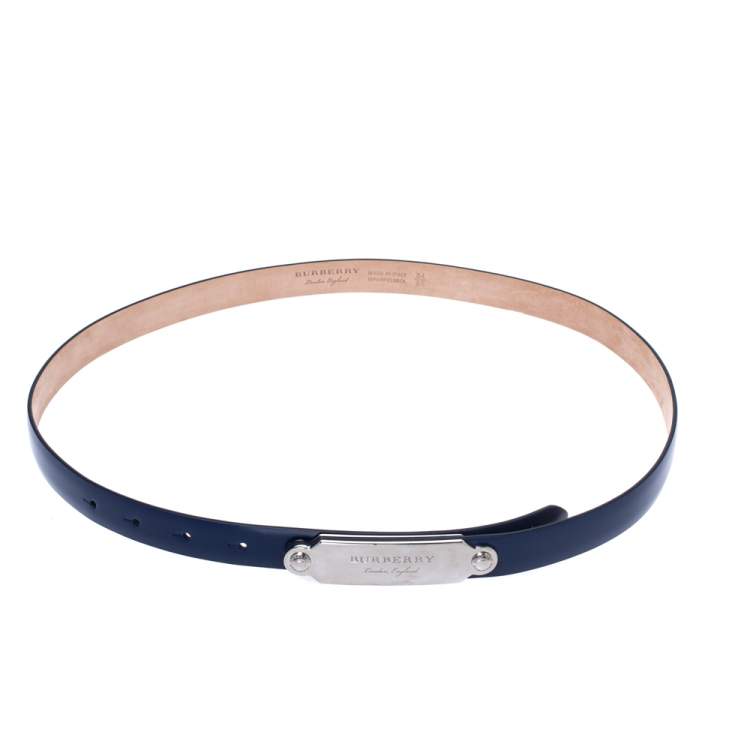 BURBERRY BLUE LEATHER REESE SLIM BELT