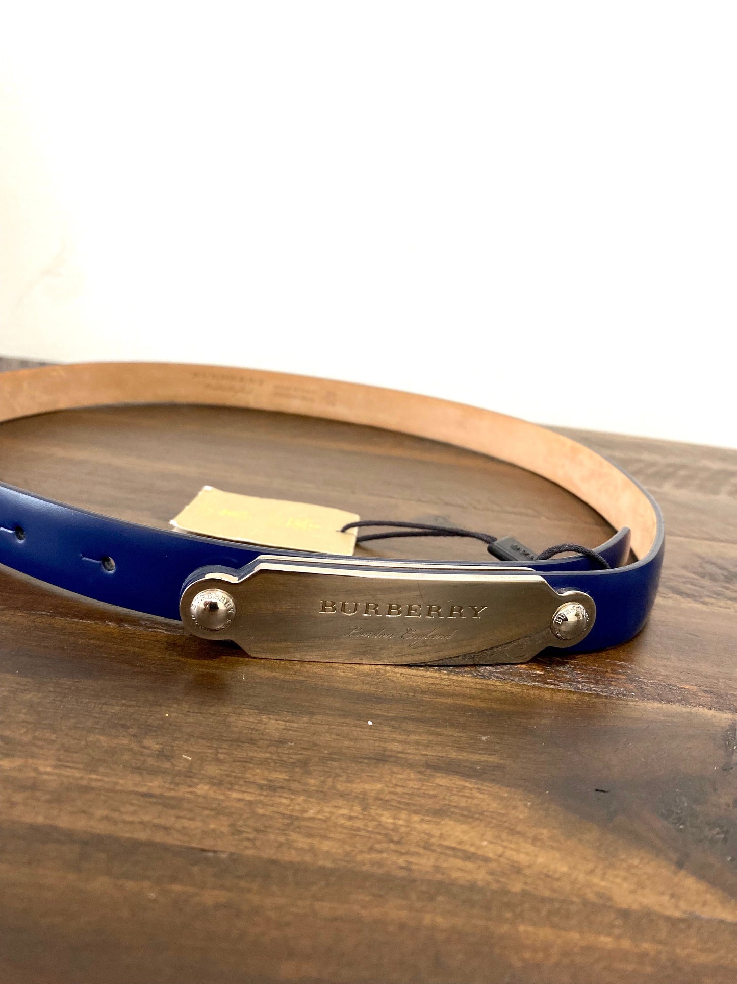 BURBERRY BLUE LEATHER REESE SLIM BELT