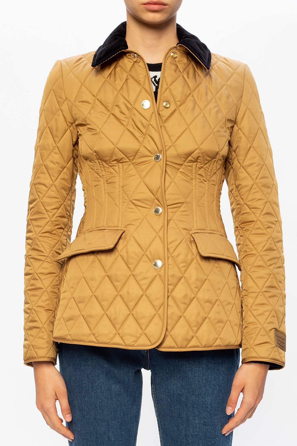 BURBERRY CORDUROY COLLAR DIAMOND QUILTED BARN JACKET