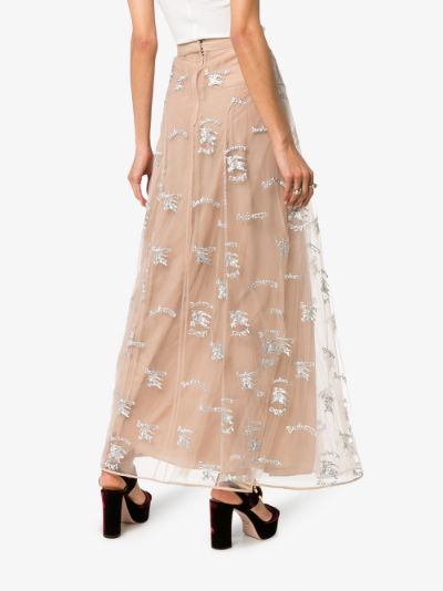 BURBERRY Equestrian Knight Embroidered Tulle Skirt