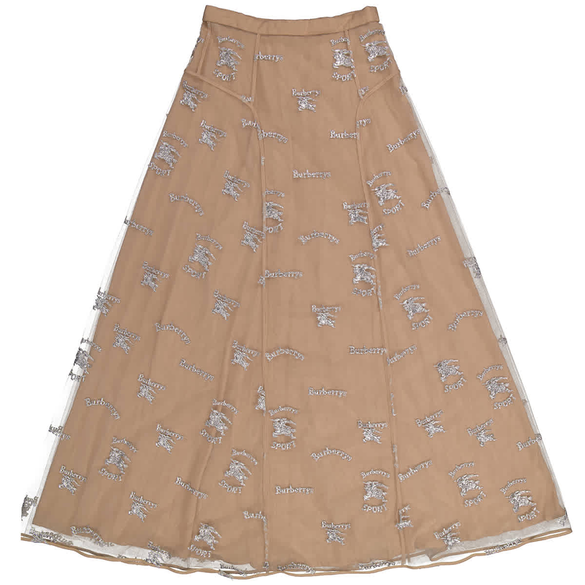 BURBERRY Equestrian Knight Embroidered Tulle Skirt