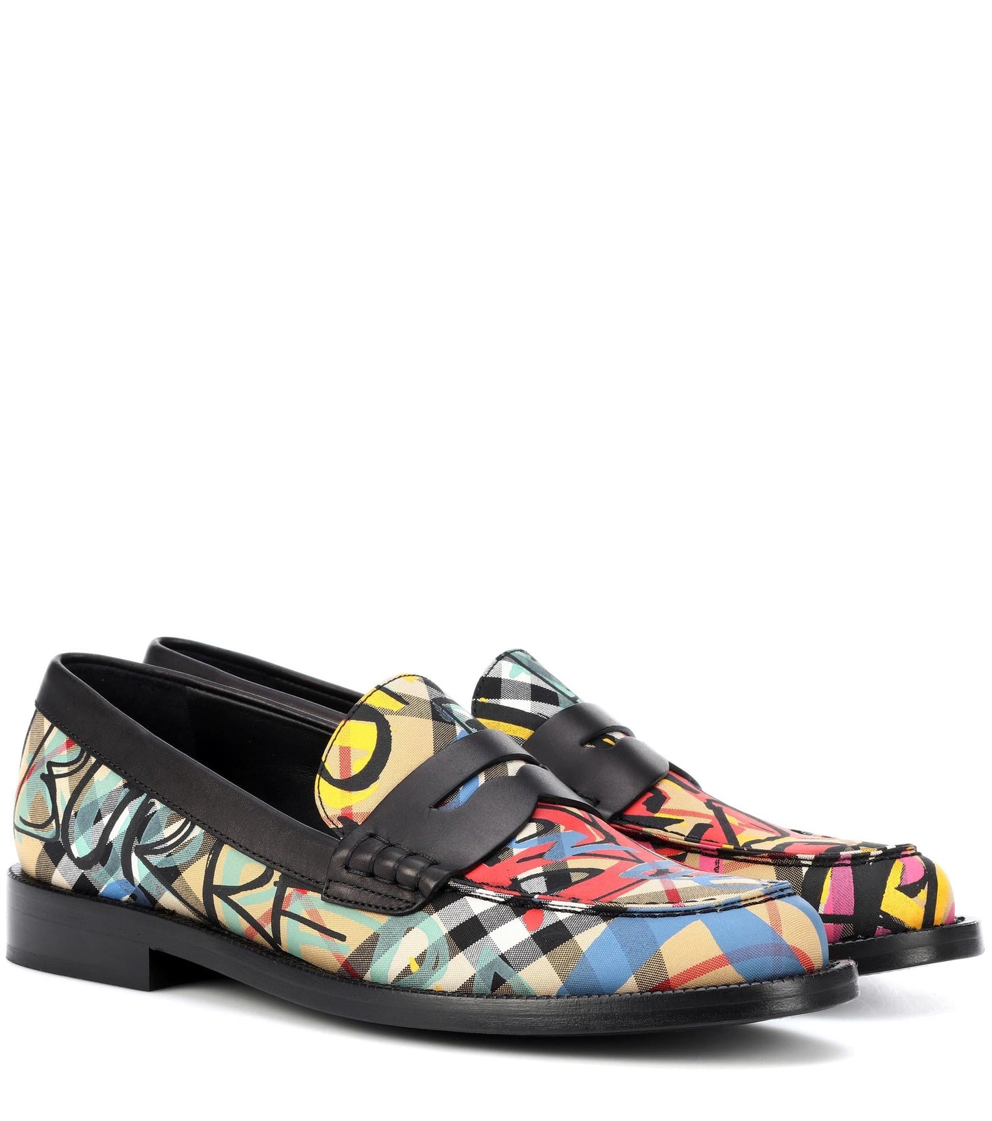 Burberry Blue Graffiti Check Loafers