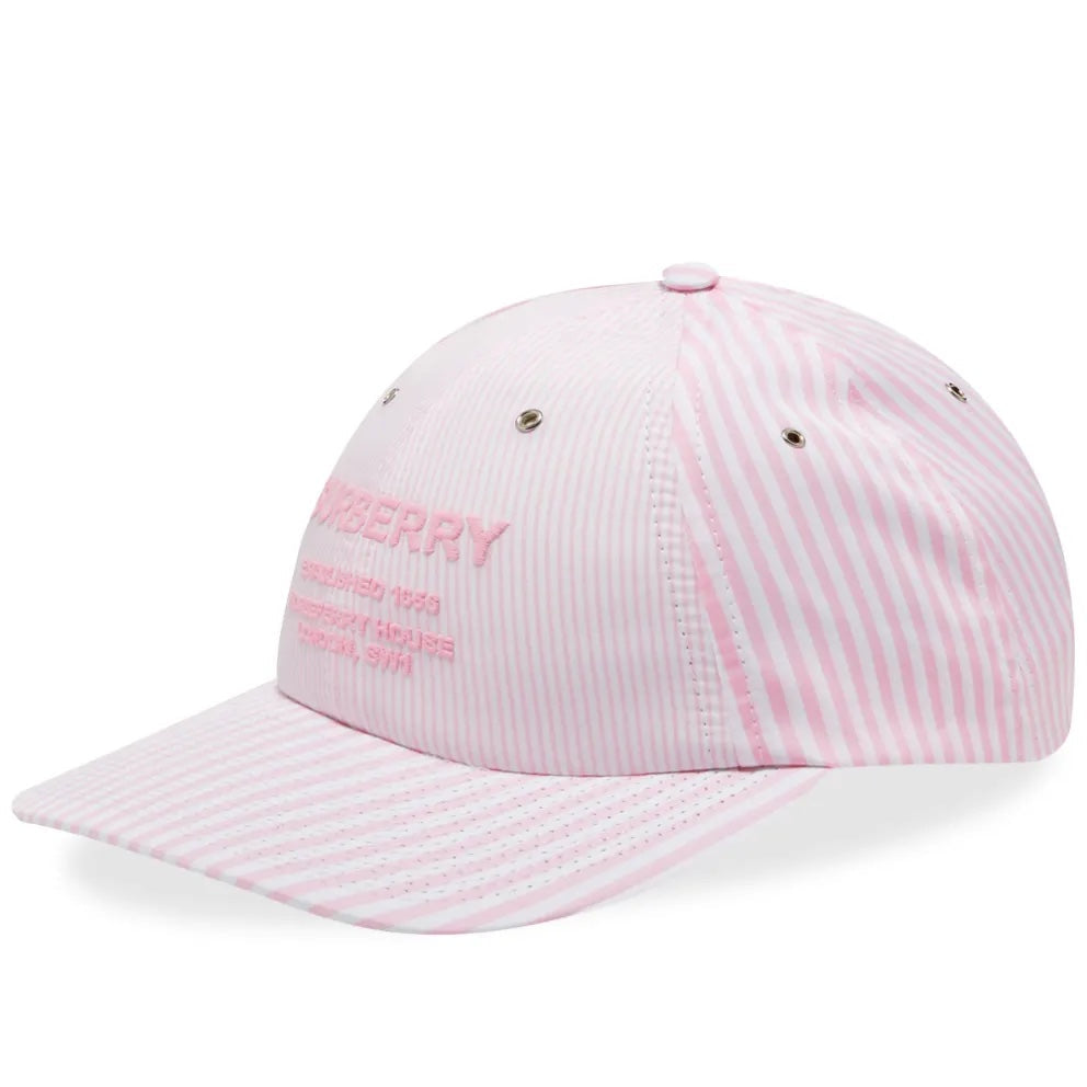 BURBERRY HORSEFERRY LOGO EMBROIDERED STRIPED BASEBALL CAP