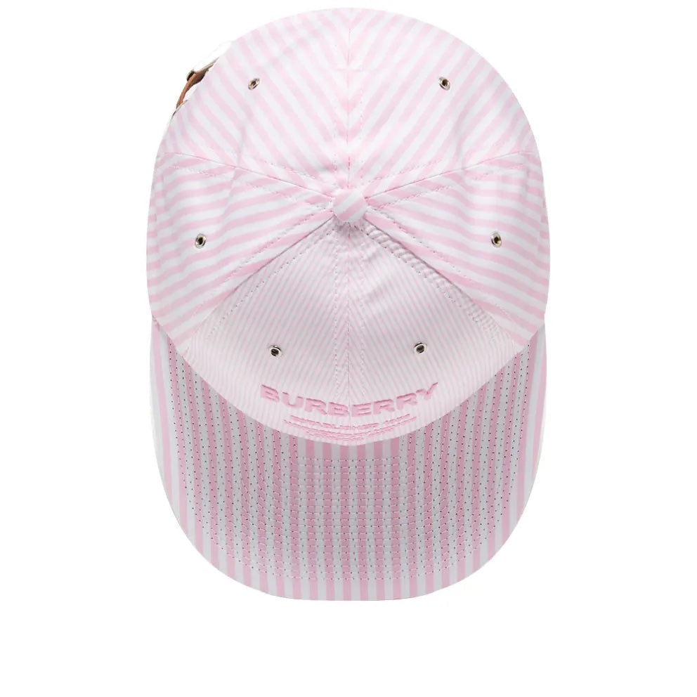 BURBERRY HORSEFERRY LOGO EMBROIDERED STRIPED BASEBALL CAP