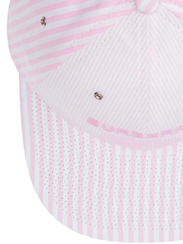 BURBERRY HORSEFERRY LOGO EMBROIDERED STRIPED BASEBALL CAP
