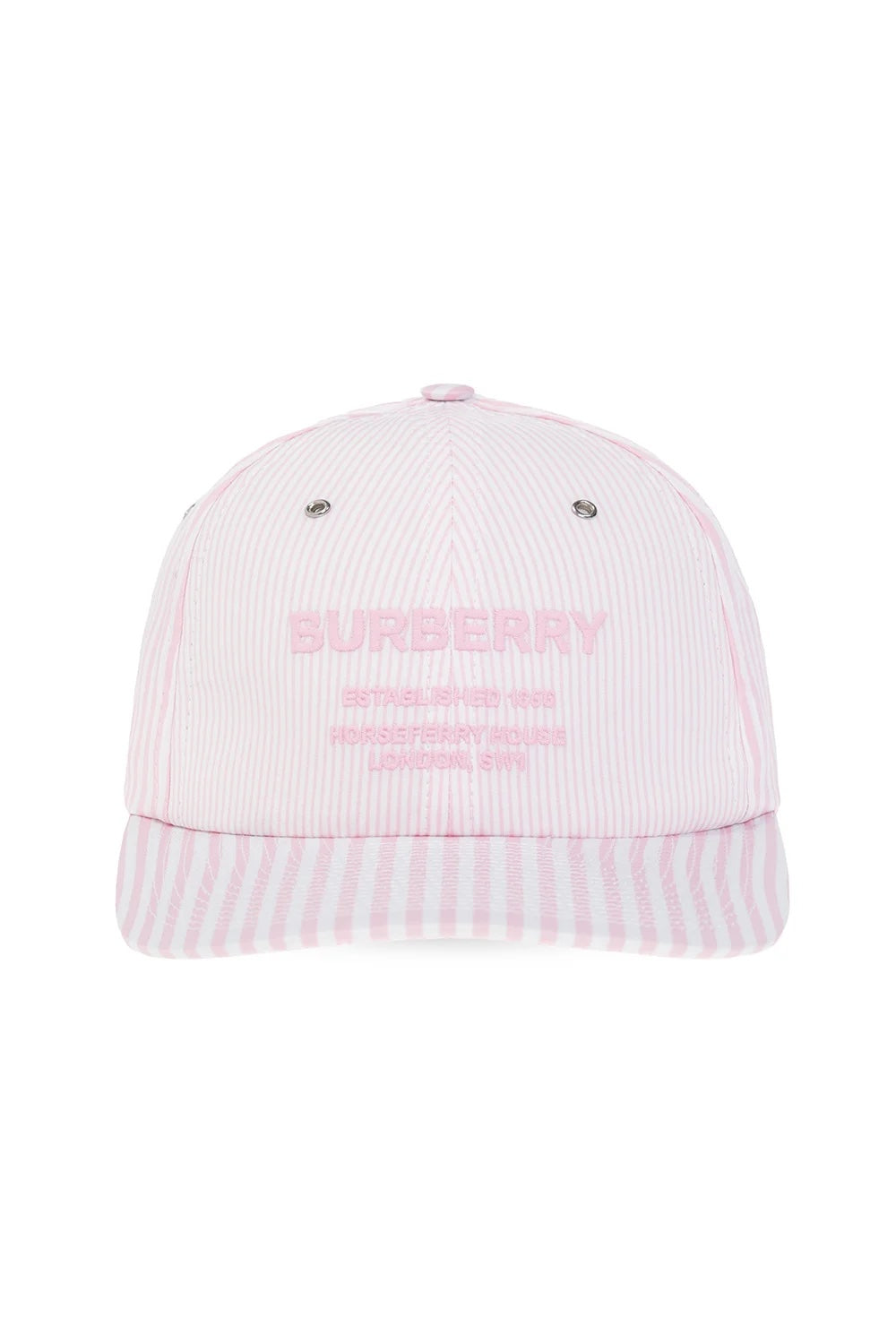 BURBERRY HORSEFERRY LOGO EMBROIDERED STRIPED BASEBALL CAP