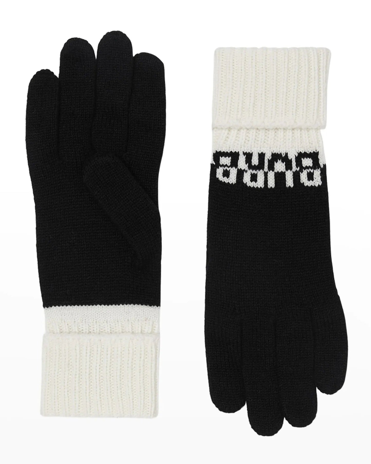 BURBERRY INTRASIA KNIT LOGO CASHMERE GLOVES