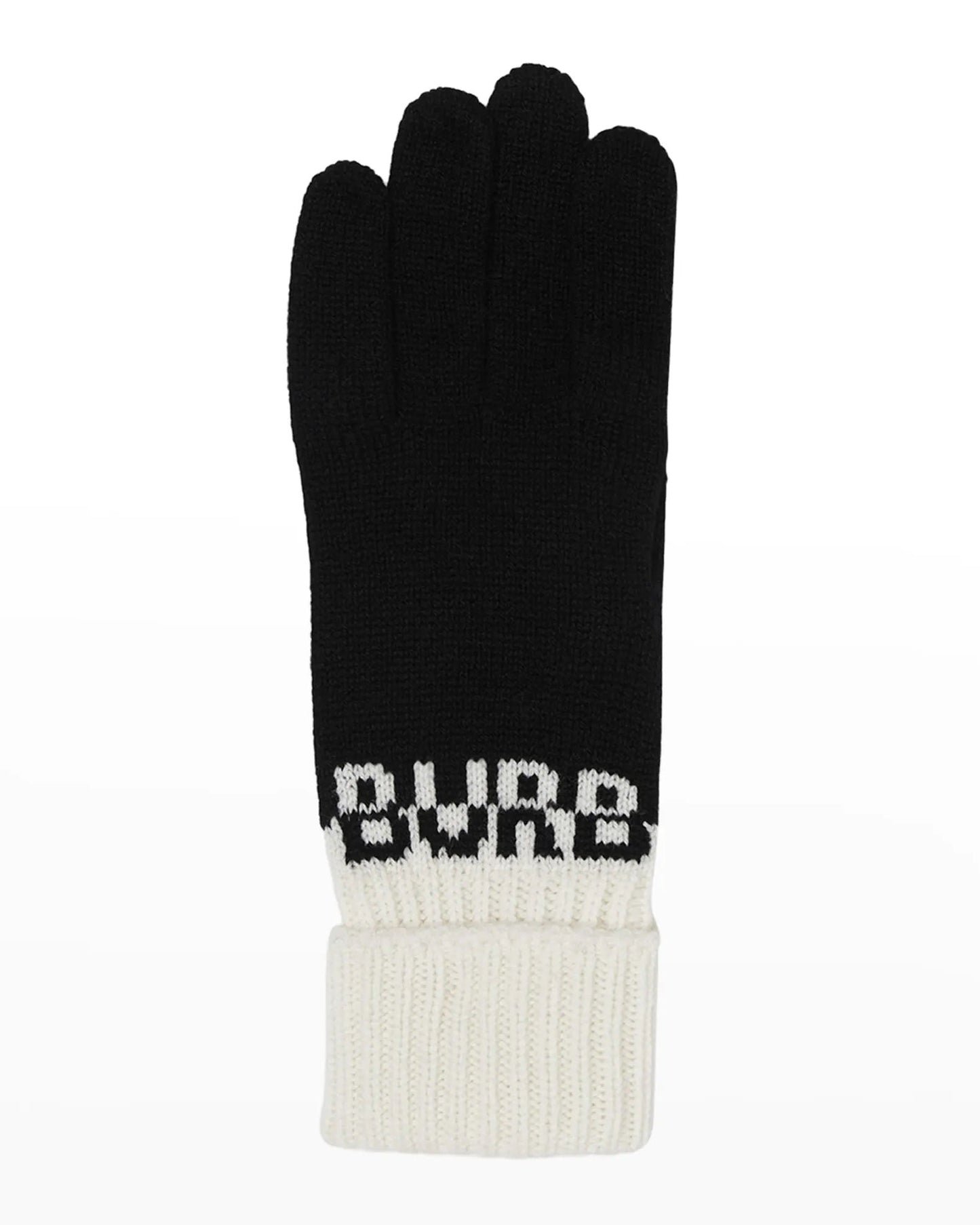 BURBERRY INTRASIA KNIT LOGO CASHMERE GLOVES