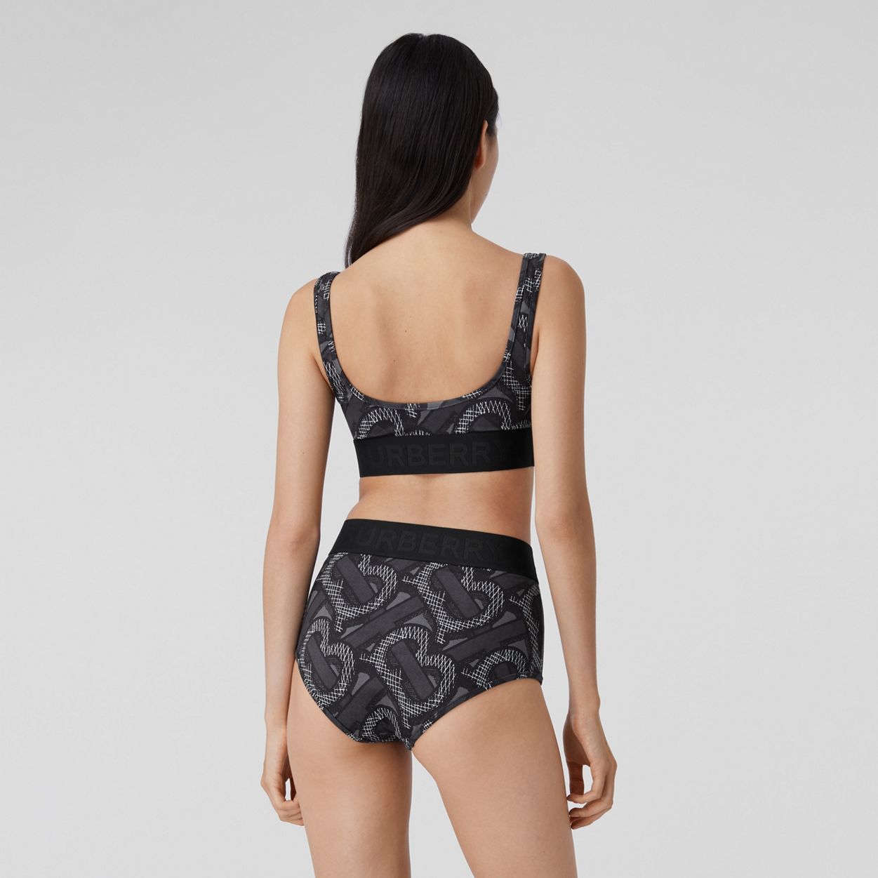 BURBERRY GRAPHITE MONOGRAM PRINT BIKINI SET