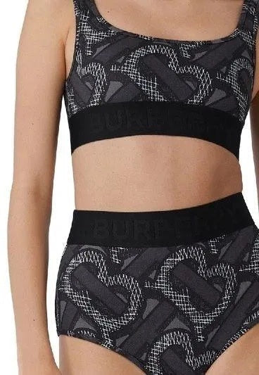 BURBERRY GRAPHITE MONOGRAM PRINT BIKINI SET