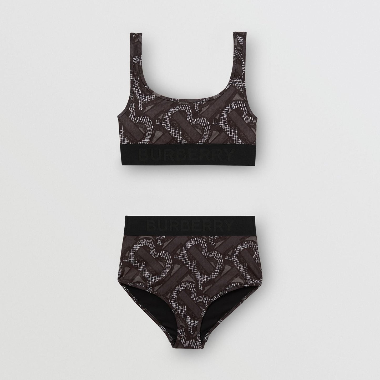 BURBERRY GRAPHITE MONOGRAM PRINT BIKINI SET