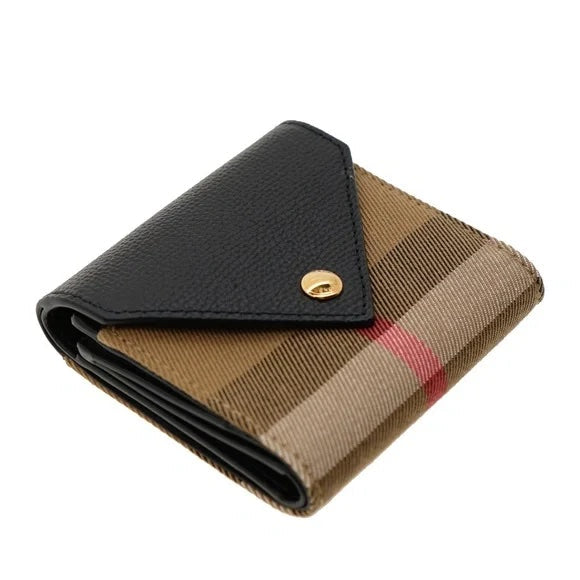 BURBERRY LILA VINTAGE CHECK TRI-FOLD COMPACT WALLET