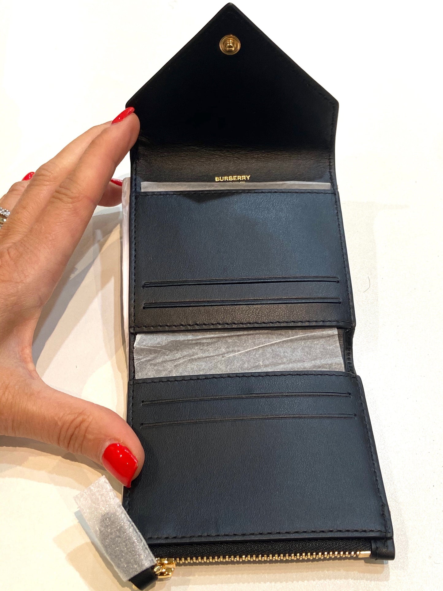 BURBERRY LILA VINTAGE CHECK TRI-FOLD COMPACT WALLET