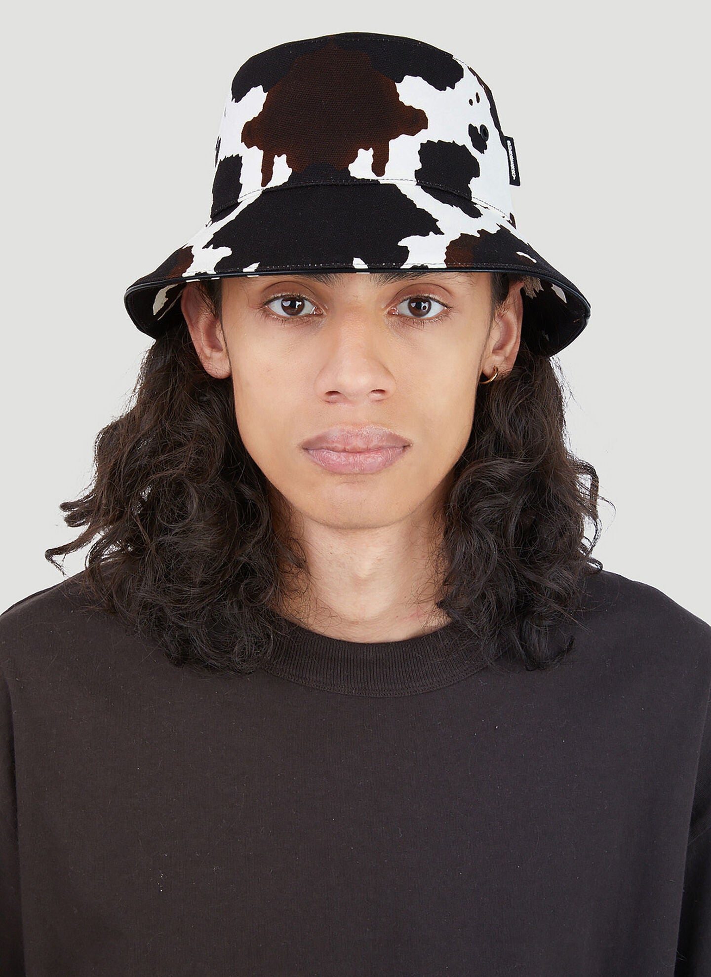 BURBERRY LOGO PATCH COW PRINT BUCKET HAT